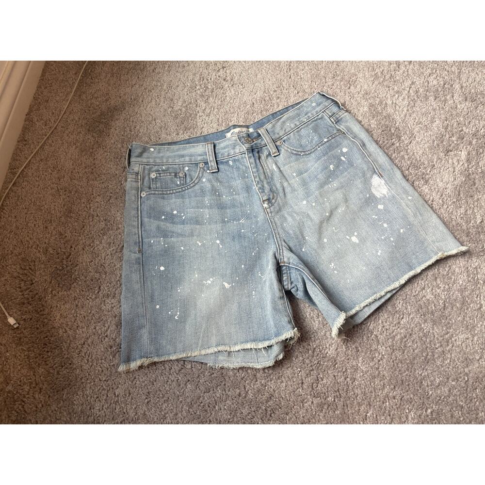 Madewell Denim Shorts, Size 26, Paint Splatter Blue Stretch Cut-Offs